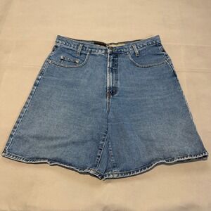 VTG Y2K Women USA Denim Blue Baggy Wide Leg Skate Jorts‎ Jean 90s Short-14-6241